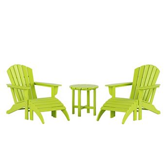 Westintrends 5 pc Outdoor Adirondack Chair With Ottoman And Side Table
