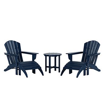 Westintrends 5 pc Outdoor Adirondack Chair With Ottoman And Side Table