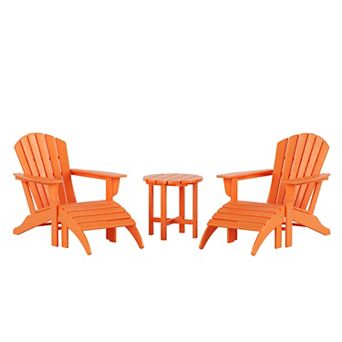 Westintrends 5 pc Outdoor Adirondack Chair With Ottoman And Side Table