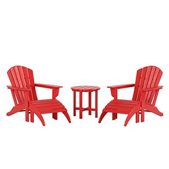Westintrends 5 pc Outdoor Adirondack Chair With Ottoman And Side Table
