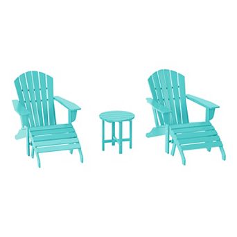 Outdoor Adirondack Chair With Ottoman And Side Table 5 pc Set