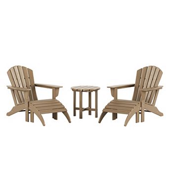 Westintrends 5 pc Outdoor Adirondack Chair With Ottoman And Side Table