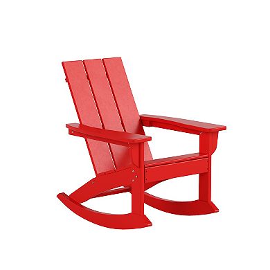 Westintrends 5-piece Outdoor/patio Modern Adirondack Rocking Chairs With Square Side Table Set