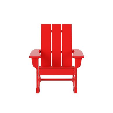 Westintrends 5-piece Outdoor/patio Modern Adirondack Rocking Chairs With Square Side Table Set
