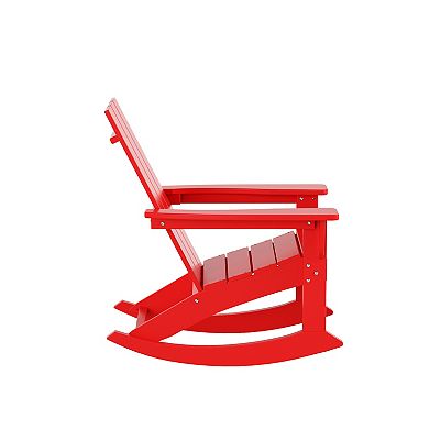 Westintrends 5-piece Outdoor/patio Modern Adirondack Rocking Chairs With Square Side Table Set
