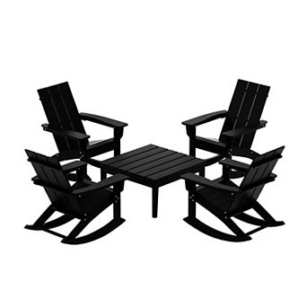 Westintrends 5 pc Outdoor/patio Modern Adirondack Rocking Chairs With Square Side Table Set