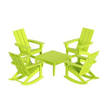 Westintrends 5 pc Outdoor/patio Modern Adirondack Rocking Chairs With Square Side Table Set