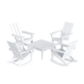 Westintrends 5 pc Outdoor/patio Modern Adirondack Rocking Chairs With Square Side Table Set