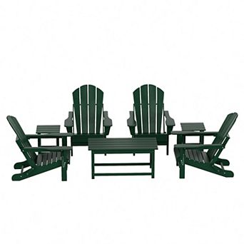 Westintrends 7 pc Outdoor/patio Adirondack Chairs With Coffee And Side Tables Set