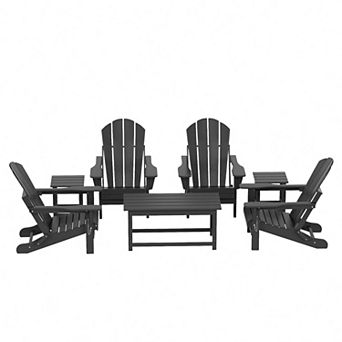 Westintrends 7 pc Outdoor/patio Adirondack Chairs With Coffee And Side Tables Set