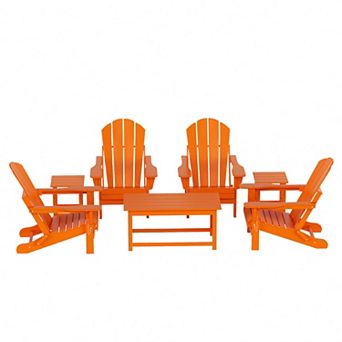 Westintrends 7 pc Outdoor/patio Adirondack Chairs With Coffee And Side Tables Set