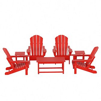 Westintrends 7 pc Outdoor/patio Adirondack Chairs With Coffee And Side Tables Set