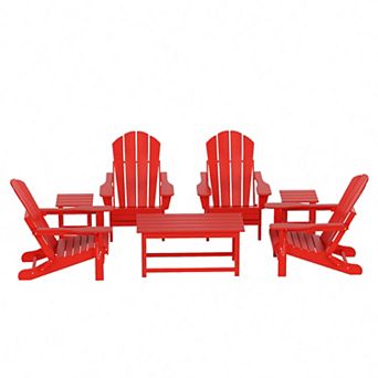 Westintrends 7 pc Outdoor/patio Adirondack Chairs With Coffee And Side Tables Set