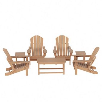 Westintrends 7 pc Outdoor/patio Adirondack Chairs With Coffee And Side Tables Set