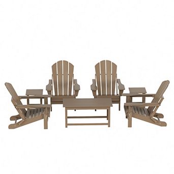 Westintrends 7 pc Outdoor/patio Adirondack Chairs With Coffee And Side Tables Set