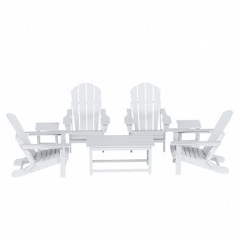 Westintrends 7 pc Outdoor/patio Adirondack Chairs With Coffee And Side Tables Set