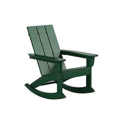 Westintrends 3-piece Outdoor/patio Modern Adirondack Rocking Chairs With Square Side Table Set