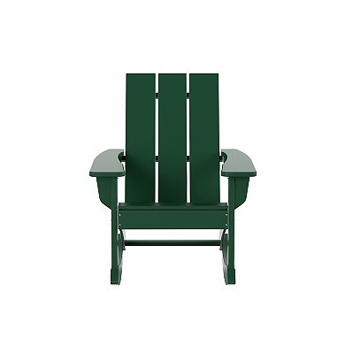 Westintrends 3-piece Outdoor/patio Modern Adirondack Rocking Chairs With Square Side Table Set