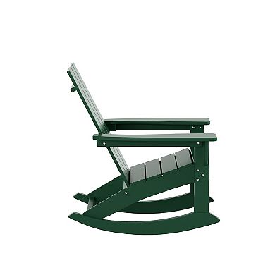 Westintrends 3-piece Outdoor/patio Modern Adirondack Rocking Chairs With Square Side Table Set