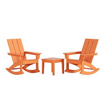 Westintrends 3 pc Outdoor/patio Modern Adirondack Rocking Chairs With Square Side Table Set
