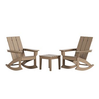 Westintrends 3 pc Outdoor/patio Modern Adirondack Rocking Chairs With Square Side Table Set