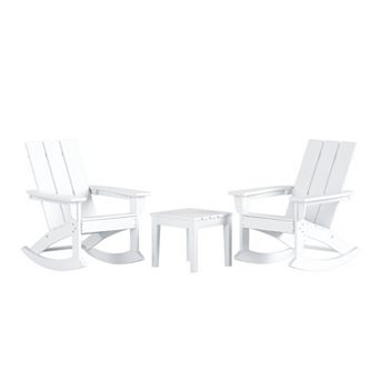 Westintrends 3 pc Outdoor/patio Modern Adirondack Rocking Chairs With Square Side Table Set
