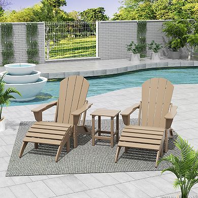Westintrends 5-piece Classic Adirondack Chair With Ottoman And Side Table Set