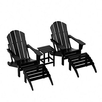 Westintrends 5 pc Classic Adirondack Chair With Ottoman And Side Table Set
