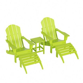 Westintrends 5 pc Classic Adirondack Chair With Ottoman And Side Table Set