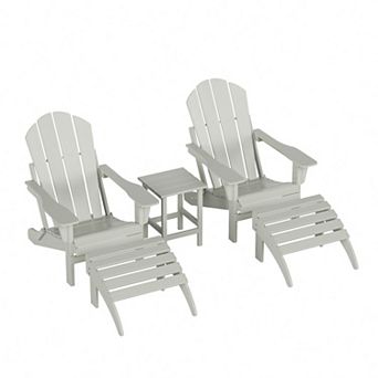 Westintrends 5 pc Classic Adirondack Chair With Ottoman And Side Table Set