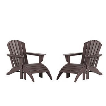 Westintrends 4 pc Outdoor Adirondack Chair With Ottoman