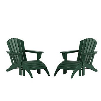 Westintrends 4 pc Outdoor Adirondack Chair With Ottoman