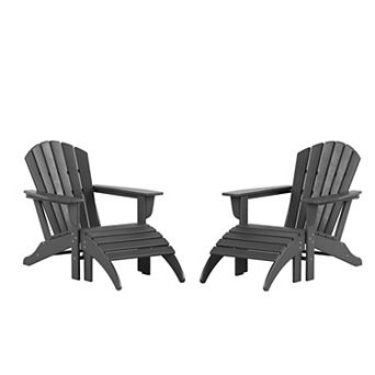 Outdoor Adirondack Chair With Ottoman 4 pc Set