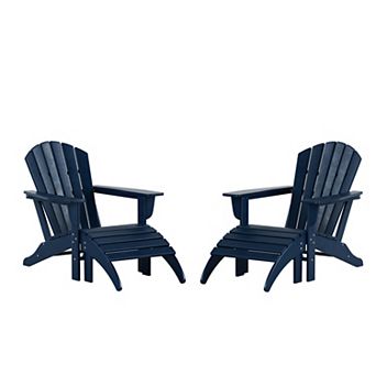 Outdoor Adirondack Chair With Ottoman 4 pc Set