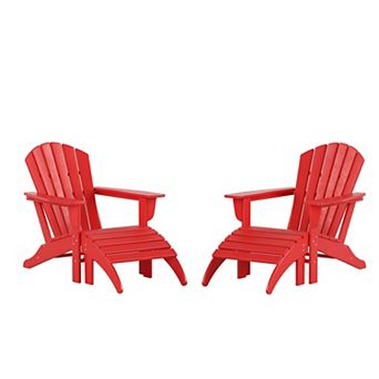 Westintrends 4 pc Outdoor Adirondack Chair With Ottoman