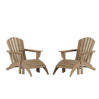 Outdoor Adirondack Chair With Ottoman 4 pc Set