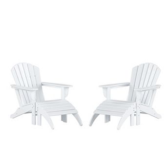 Outdoor Adirondack Chair With Ottoman 4 pc Set