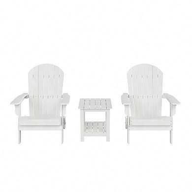 Westintrends 3-piece Hips Outdoor Adirondack Seashell Chairs With Side Table Set