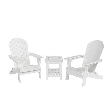 Westintrends 3-piece Hips Outdoor Adirondack Seashell Chairs With Side Table Set
