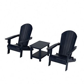 Westintrends 3 pc Hips Outdoor Adirondack Seashell Chairs With Side Table Set