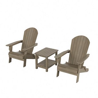 Westintrends 3 pc Hips Outdoor Adirondack Seashell Chairs With Side Table Set