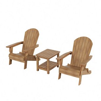 Westintrends 3 pc Hips Outdoor Adirondack Seashell Chairs With Side Table Set