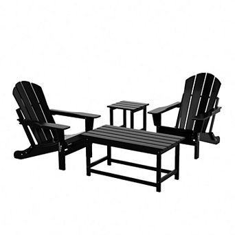 Westintrends 4 pc Outdoor/patio Poly Adirondack Chairs With Coffee And Side Table Set