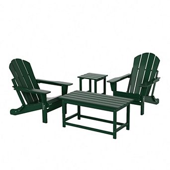 Westintrends 4 pc Outdoor/patio Poly Adirondack Chairs With Coffee And Side Table Set