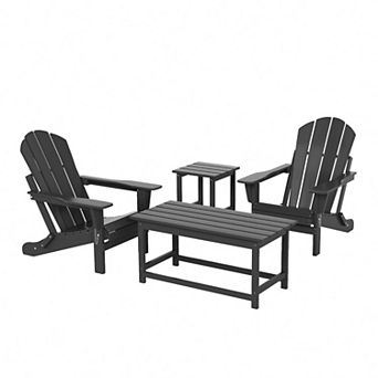 Westintrends 4 pc Outdoor/patio Poly Adirondack Chairs With Coffee And Side Table Set