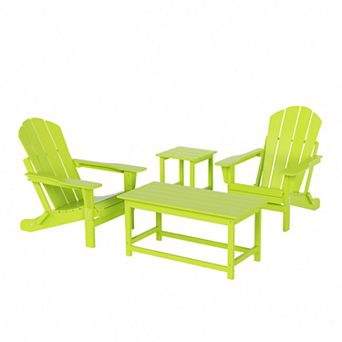 Westintrends 4 pc Outdoor/patio Poly Adirondack Chairs With Coffee And Side Table Set