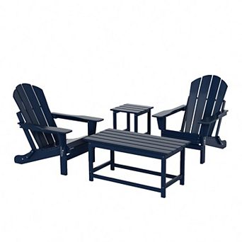 Westintrends 4 pc Outdoor/patio Poly Adirondack Chairs With Coffee And Side Table Set