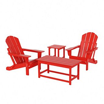 Westintrends 4 pc Outdoor/patio Poly Adirondack Chairs With Coffee And Side Table Set