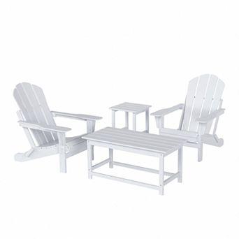 Westintrends 4 pc Outdoor/patio Poly Adirondack Chairs With Coffee And Side Table Set