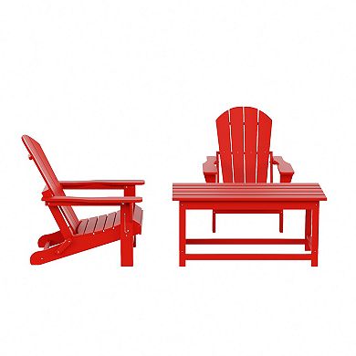 Westintrends 3-piece Outdoor/patio Poly Adirondack Chairs With Coffee Table Set